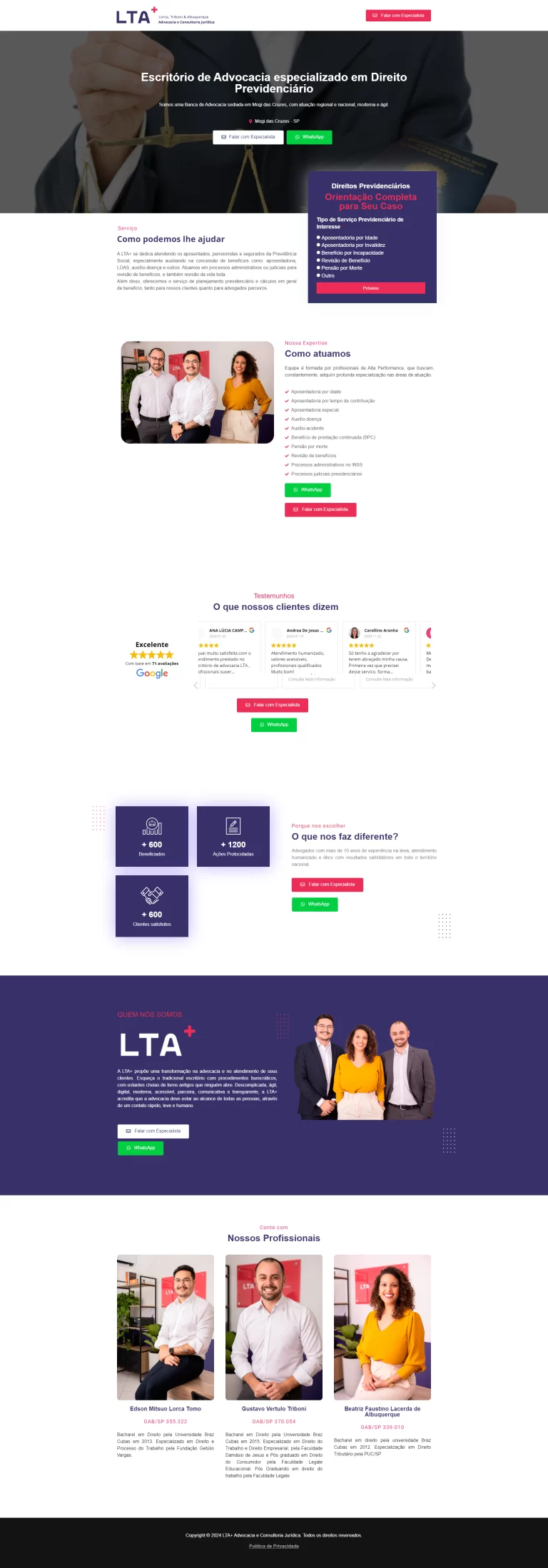 Exemplo de landingpage para advocacia