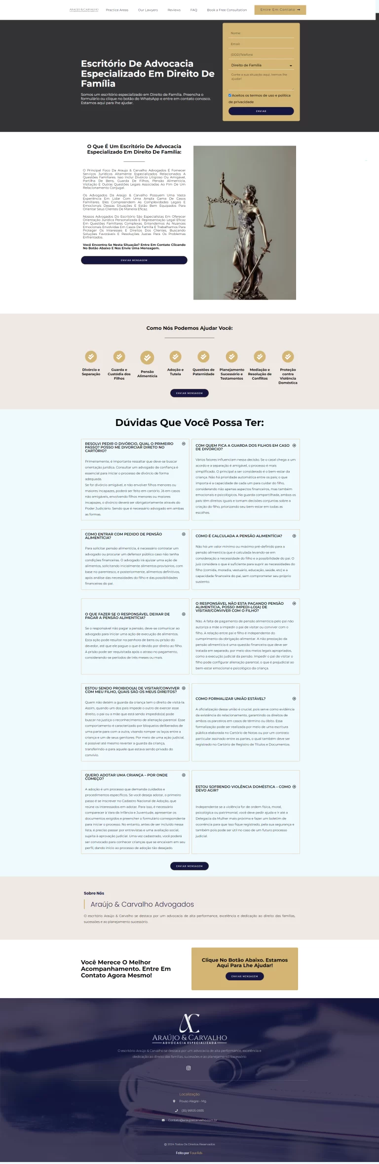 Exemplo de landingpage para advocacia